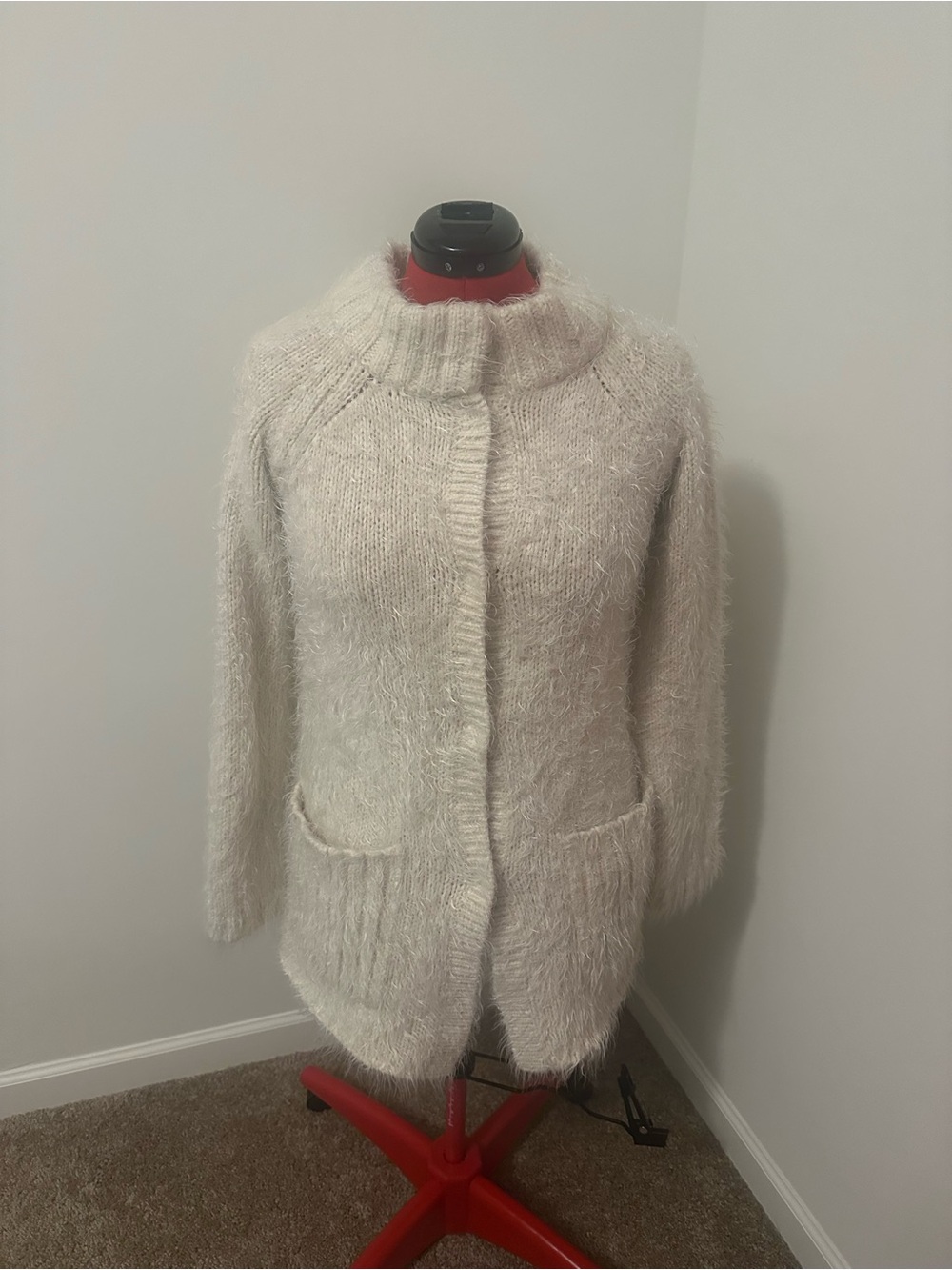 Free people Cozy Ivory Fuzzy Knit Women's Sweater Cardigan